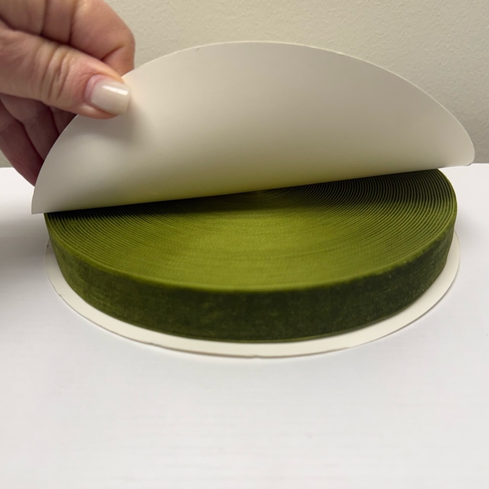 New! Olive Green Velvet Ribbon - 1 Roll, 25 yards x 3/4”, perfect for crafting